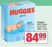Spar Huggies Baby Wipes Quad Pack 288s/224s-Per Pack offer