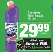 Spar Domestos Thick Bleach-750ml offer