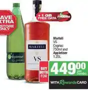 Spar Martell VS Cognac 750ml And Appletiser 1.25Ltr-For Both offer
