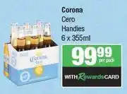Spar Corona Cero Handies-6 x 355ml Per Pack offer