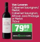Spar Van Loveron Cabernet Sauvignon/Merlot, Cabernet Sauvignon, African Java Pinotage Or Merlot-750ml EA offer