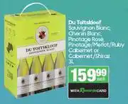 Spar Du Toitskloof Sauvignon/Chenin Blanc, Pinotage Rose, Pinotage/Merlot/Ruby Cabernet Or Shiraz-3Ltr EA offer