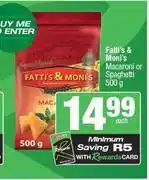 Spar Fatti's & Moni's Macaroni Or Spaghetti 500g-Each offer