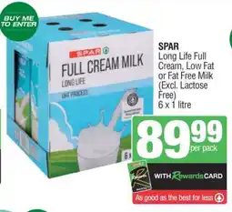 Spar SPAR Long Life Full Cream, Low Fat or Fat Free Milk (Excl. Lactose Free) offer