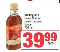 Spar Wellington's Sweet Chilli or Sweet Jalapeno Sauce offer