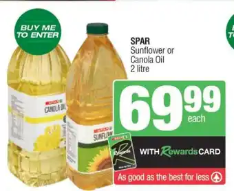 Spar SPAR Sunflower or Canola Oil offer