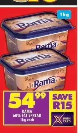 Shoprite RAMA 60% FAT SPREAD 1kg each offer