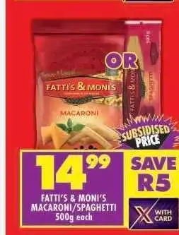 Shoprite Fatti's & Moni's Macaroni/Spaghetti offer