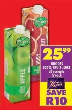 Shoprite RHODES 100% FRUIT JUICE offer