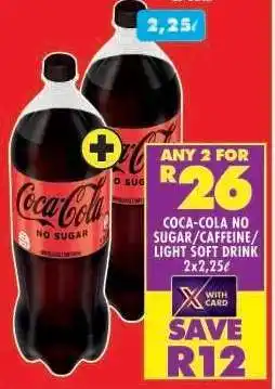 Shoprite COCA-COLA NO SUGAR/CAFFEINE/LIGHT SOFT DRINK offer