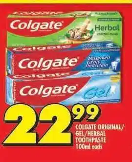 Shoprite COLGATE ORIGINAL/GEL/HERBAL TOOTHPASTE offer