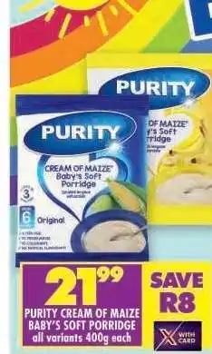 Shoprite Purity Cream of Maize Baby's Soft Porridge offer