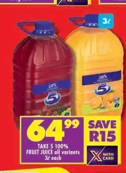 Shoprite TAKE 5 100% FRUIT JUICE all variants offer