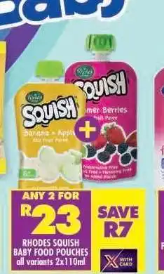 Shoprite Rhodes Squish Baby Food Pouches offer
