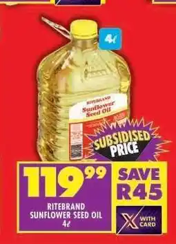 Shoprite Ritebrand Sunflower Seed Oil 4ℓ offer