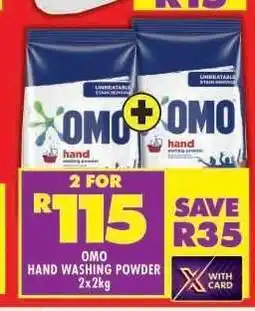 Shoprite OMO HAND WASHING POWDER 2x2kg offer