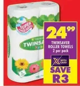 Shoprite TWINSAVER ROLLER TOWELS 2 per pack offer