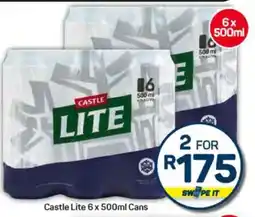 Pick n Pay Hypermarket Castle Lite 6 x 500ml Cans offer