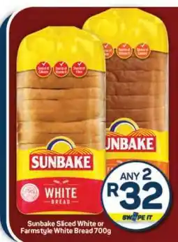 Pick n Pay Hypermarket Sunbake Sliced White or Farmstyle White Bread 700g offer