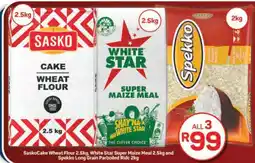 Pick n Pay Hypermarket Sasko Cake Wheat Flour, White Star Super Maize Meal, Spekko Long Grain Parboiled Rice offer