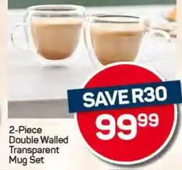 Pick n Pay Hypermarket 2-Piece Double Walled Transparent Mug Set offer