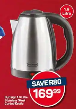 Pick n Pay Hypermarket ByDsign 1.8 Litre Stainless Steel Corded Kettle offer