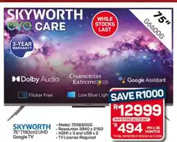 Pick n Pay Hypermarket Skyworth 75(190cm) UHD Google TV offer