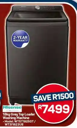 Pick n Pay Hypermarket Hisense 18kg Grey Top Loader Washing Machine offer