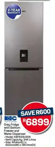 Pick n Pay Hypermarket Grey Fridge with Bottom Freezer and Water Dispenser offer