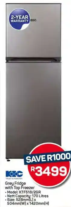 Pick n Pay Hypermarket Grey Fridge with Top Freezer offer