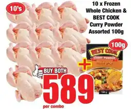 Boxer 10 x Frozen Whole Chicken & BEST COOK Curry Powder Assorted 100g offer