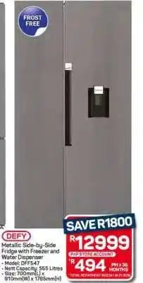 Pick n Pay Hypermarket DEFY Metallic Side-by-Side Fridge offer