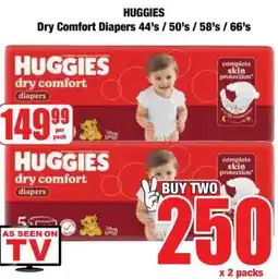 Boxer HUGGIES Dry Comfort Diapers 44's / 50's / 58's / 66's offer