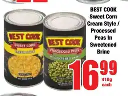 Boxer BEST COOK Sweet Corn Cream Style / Processed Peas In Sweetened Brine offer