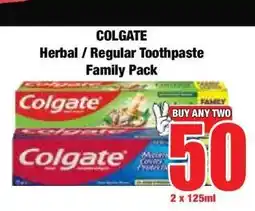 Boxer COLGATE Herbal / Regular Toothpaste Family Pack offer
