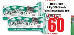 Boxer ANGEL SOFT 1 Ply 300 Sheets Toilet Tissue Rolls 10's offer