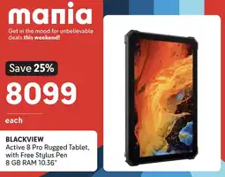 Makro BLACKVIEW Active 8 Pro Rugged Tablet, with Free Stylus Pen 8 GB RAM offer