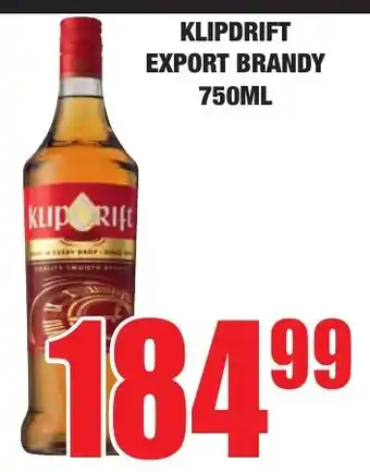 Boxer Liquors Klipdrift export brandy offer
