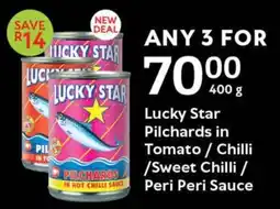 Oxford Freshmarket Lucky Star Pilchards in Tomato/ Chilli/ Sweet Chilli/ Peri Peri Sauce offer