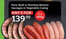 Oxford Freshmarket Pork, Beef or Bombay Mutton Sausages in Vegetable Casing offer