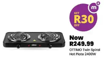 Shoprite OTTIMO Twin Spiral Hot Plate 2400W offer
