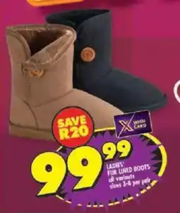 Shoprite Ladies fur lined boots offer