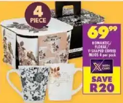 Shoprite Romantic/ floral v-shaped coffee mugs offer