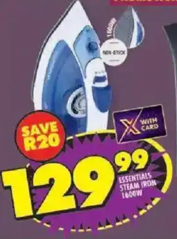 Shoprite Essentials steam iron 1600w offer
