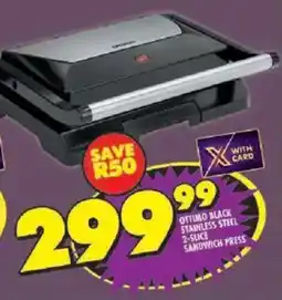 Shoprite Ottimo black stainless steel 2-slice sandwich press offer