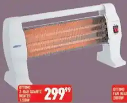 Shoprite Ottimo 3-bar quartz heater 1200w offer
