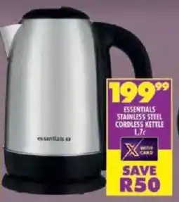 Shoprite Essentials stainless steel cordless kettle offer