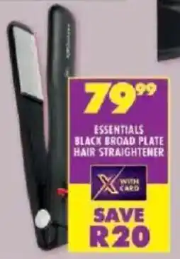 Shoprite Essentials black broad plate hair straightener offer