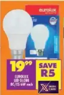 Eurolux led globe bc/es 6w
