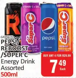 KitKat Cash and Carry PEPSI/ REBOOST/ SUPER C Energy Drink Assorted offer
